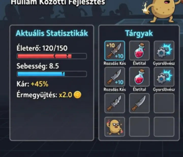 Brotato: Premium fejlesztések és statisztikák fejlődés közben